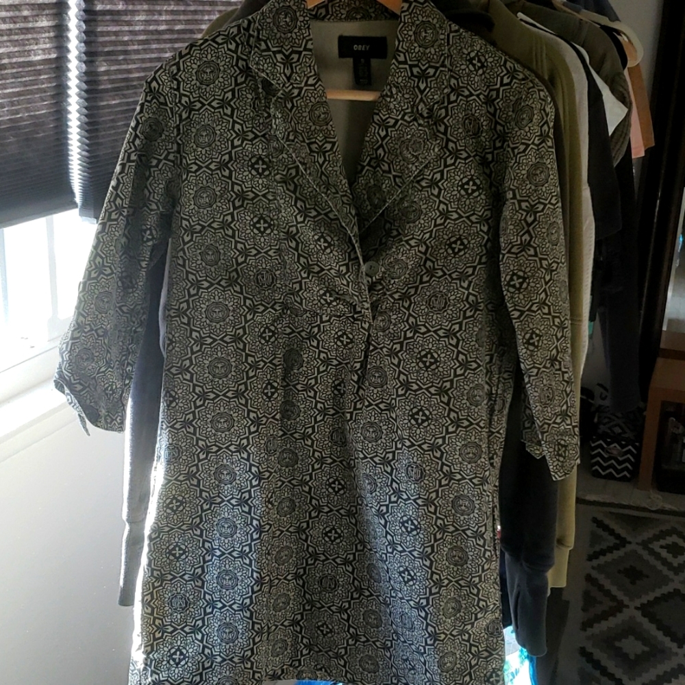 Obey Print Army Green Jacket Size XS